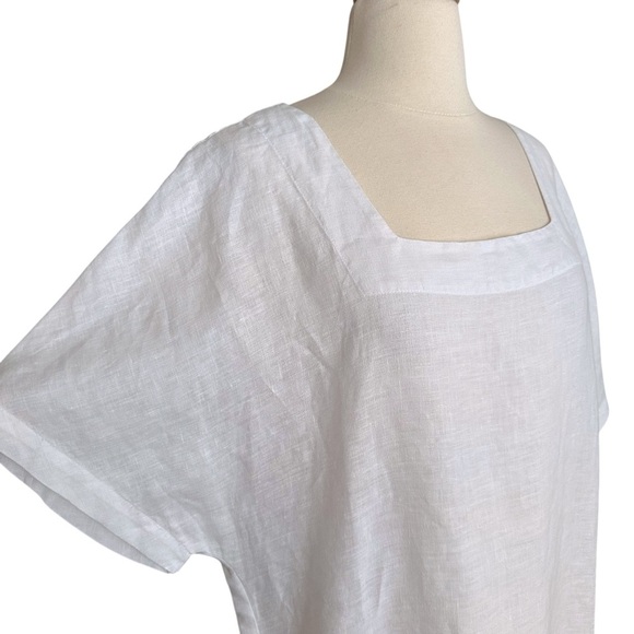 HARIS COTTON White Linen Shift Dress Relaxed Fit Beachy Coastal Size Small - Picture 3 of 12